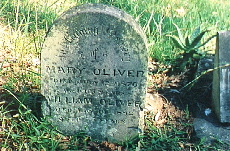 Gravestone for Mary and William Oliver at Church Point