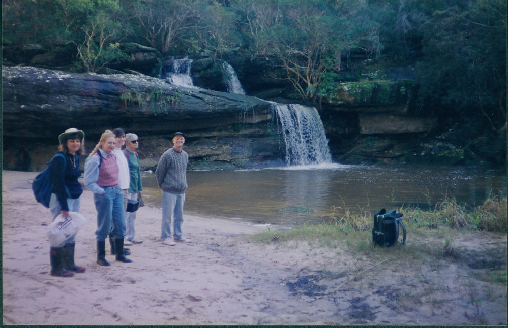 Catchment team at Irrawong waterfall, North Narrabeen 1998.