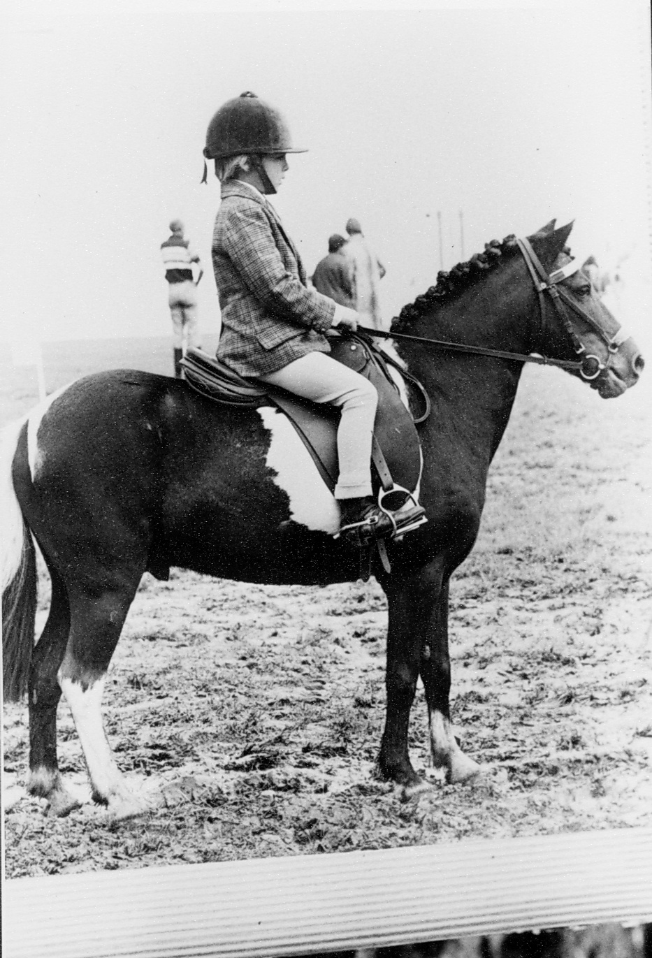 Jimmy Rogan's son (aged 6 to 7) riding a Shetland pony at St Ives Pony Club.