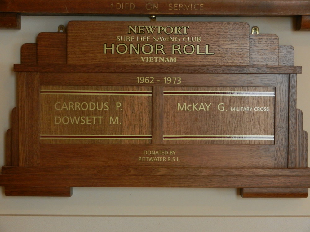 Newport Surf Life Saving Club Vietnam Honor Board (1962 -1973)