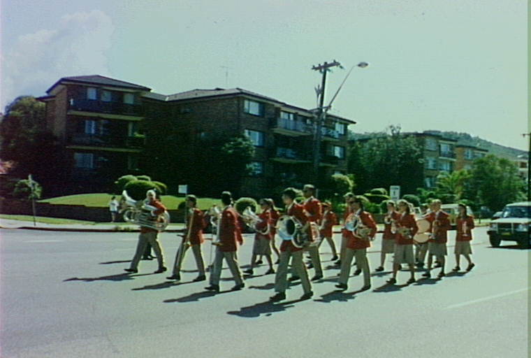 NSW Conservation Big Band marching at the Newport Jazz Festival, March 1993