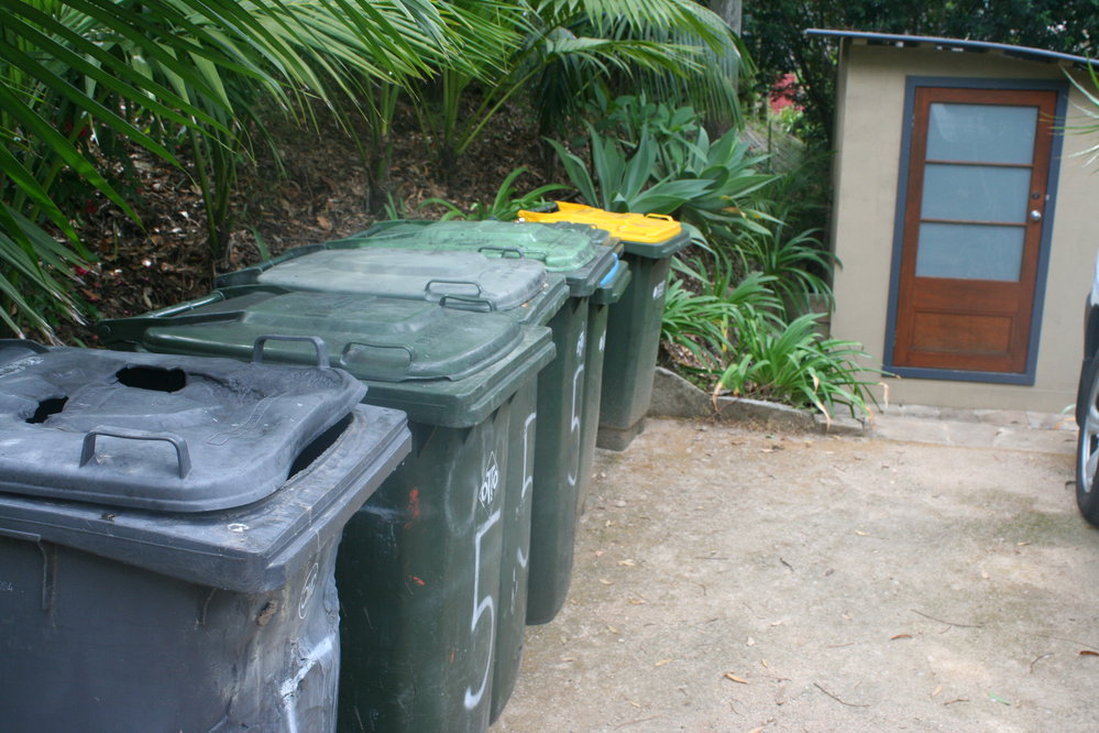 Garbarge bins in Grandview Drive, Newport