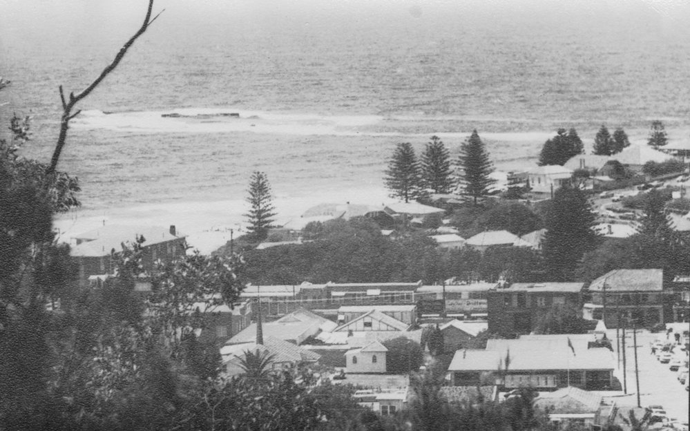 Newport Beach and dwellings, Robertson Road, c1970