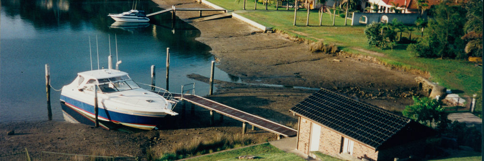 Boats moored at Crystal bay, Newport, 1999