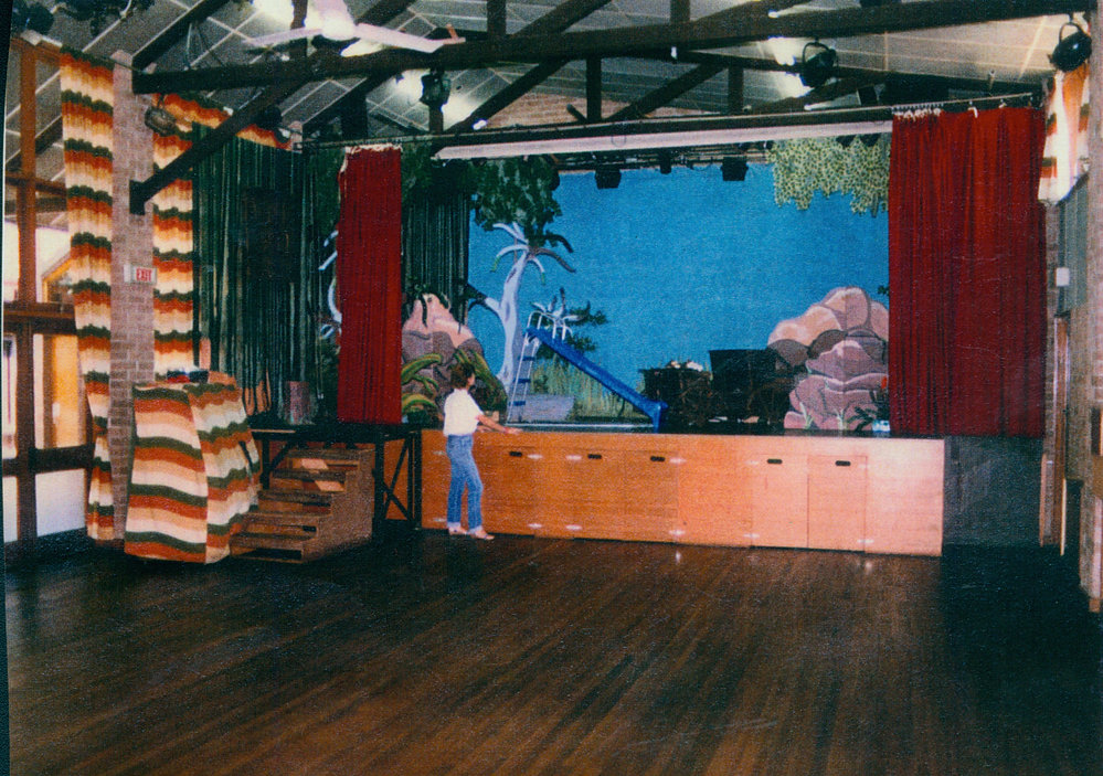 Inside the hall of the Narrabeen Community Centre showing the stage area, 1990