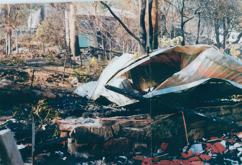 Remains of burnt houses in Kuttabul Place, Elanora Heights, 1994
