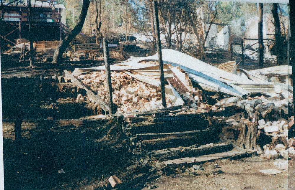 Remains of burnt house at Kuttabul Place, Elanora Heights, 1994