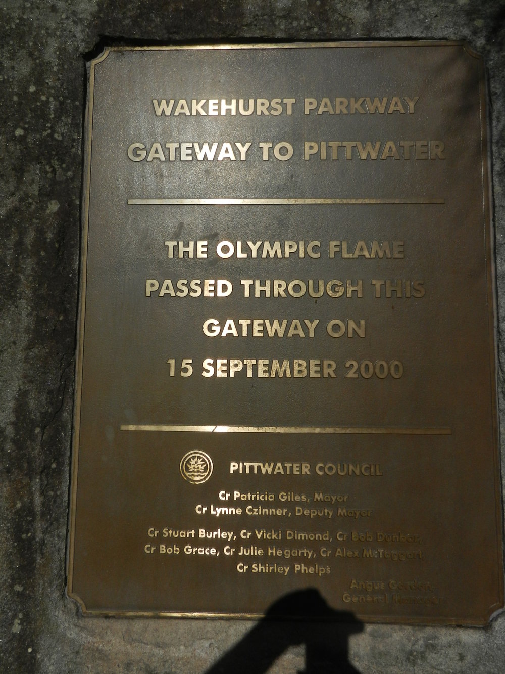 Plaque for Wakehurst Parkway Gateway to Pittwater, Olympic Flame