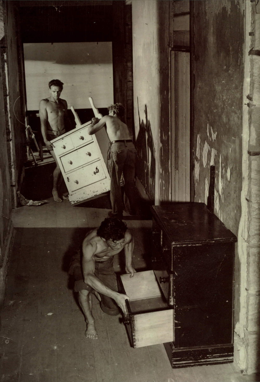Workers installing furniture at Barrenjoey Lighthouse