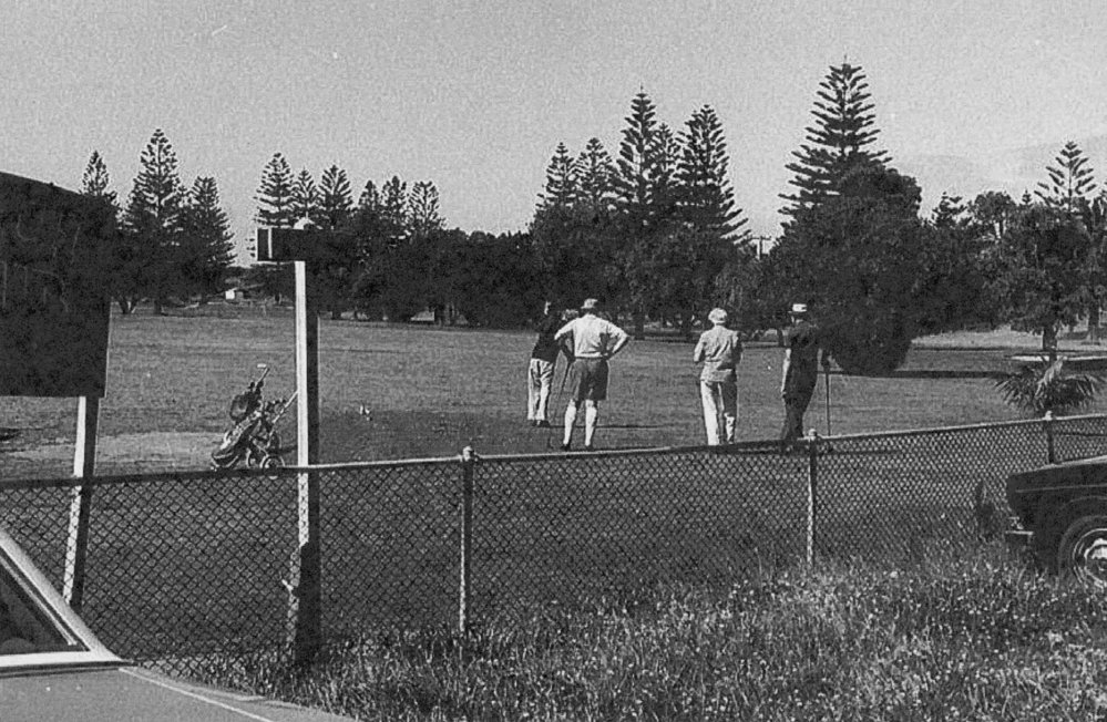 Playing golf at Palm Beach Golf Course, Palm Beach, 1975
