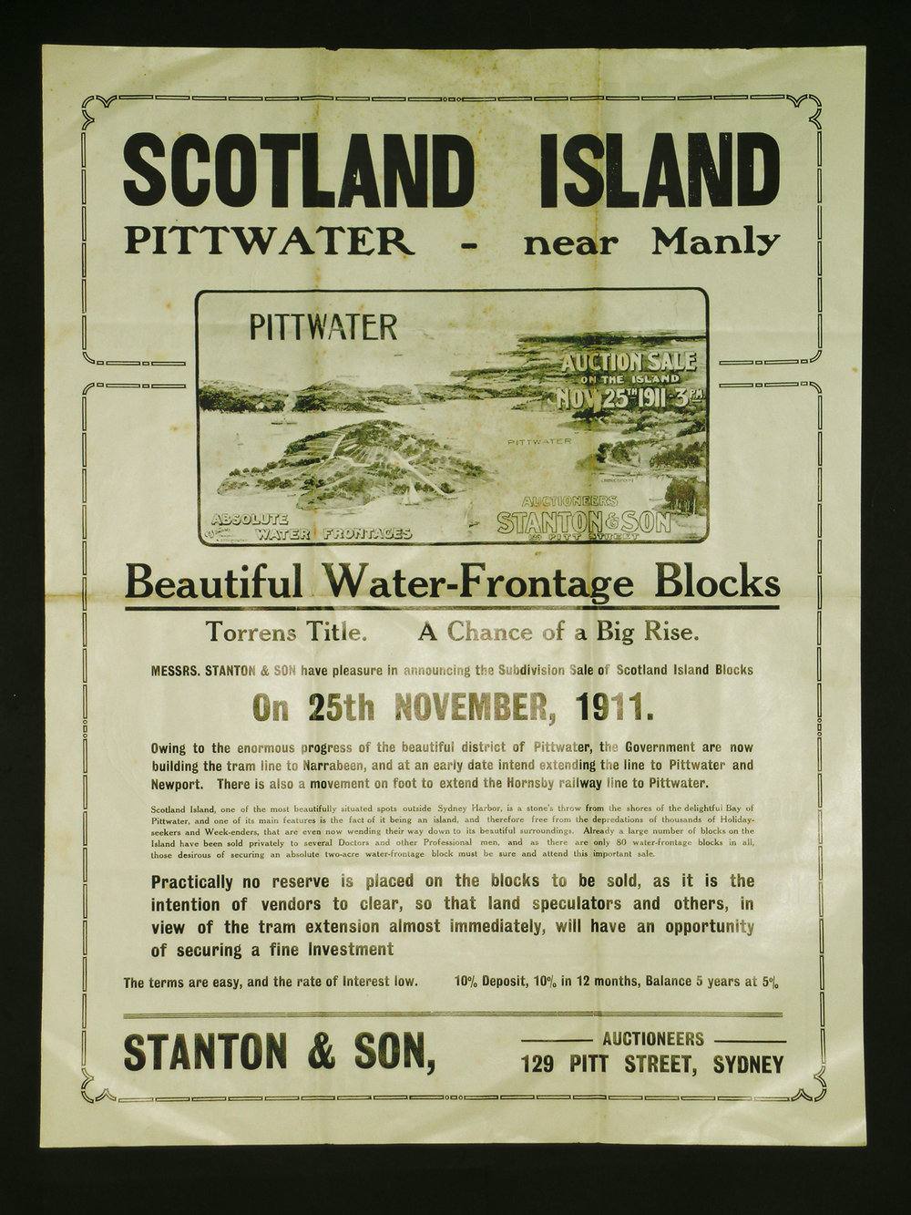 Scotland Island Auction sale. November, 1911.