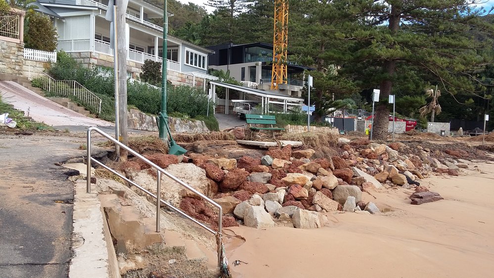 Damage to the beach front at Palm Beach after the June 5th 2016 storm
