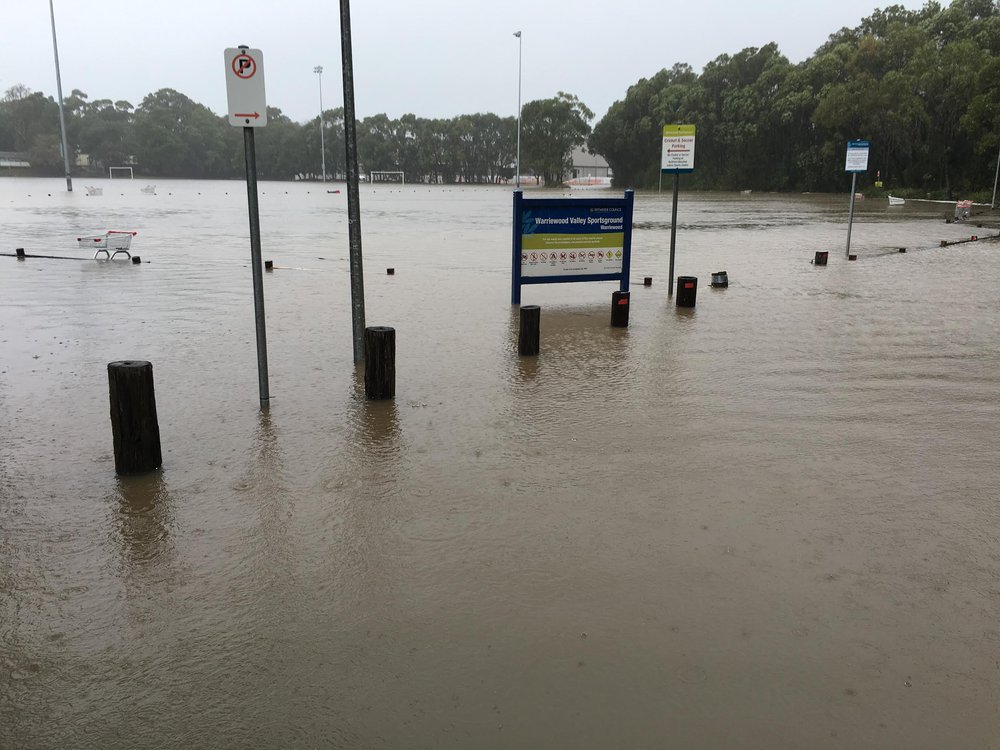 Flooding at Jackson Road, Warriewood, June 2016
