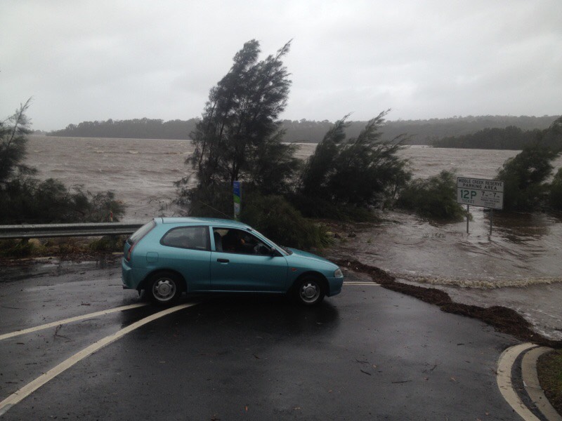 Flooding at Middle Creek, Narrabeen, 12 noon on 5th June 2016