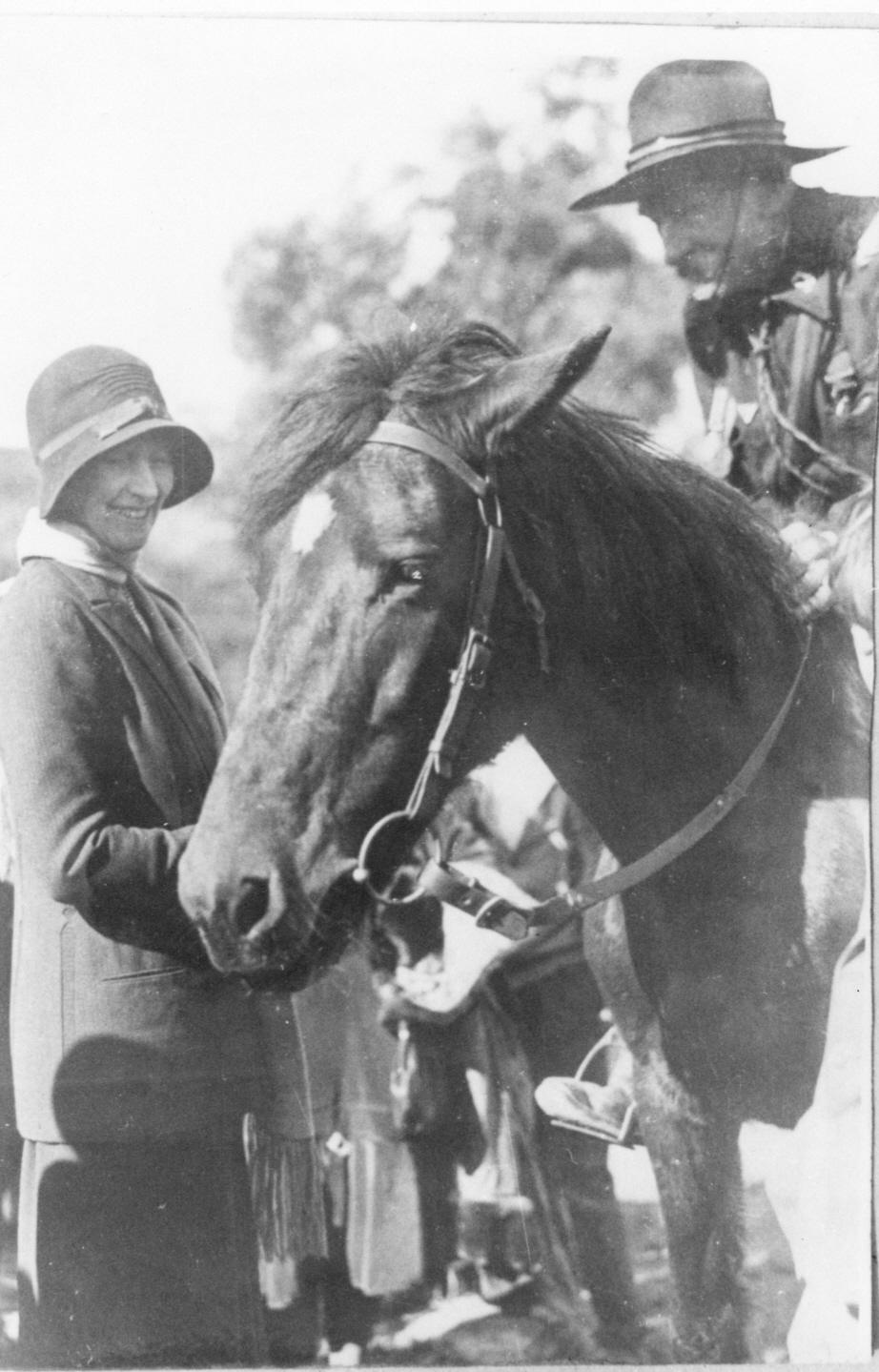 Riding a horse at Oxford Falls 1920s