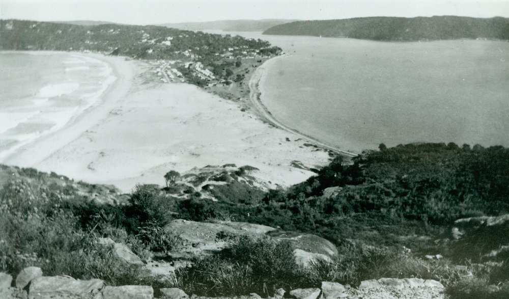 View from Barrenjoey Lighthouse over Palm Beach, c 1950
