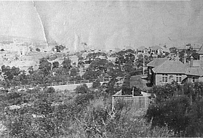Manly view, showing Sydney Road and Dalley's Castle, 1900