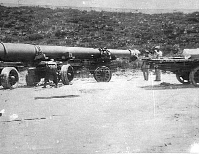 9.2 inch gun barrel in transit to North Fort, North Head