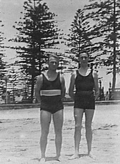 Ken J. Broughton with Cyril Hynes, Manly Beach