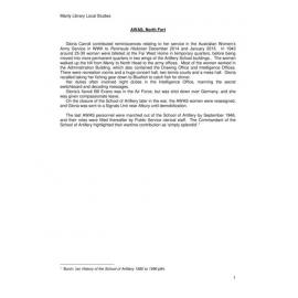 Australian Women's Army Service, North Fort, North Head