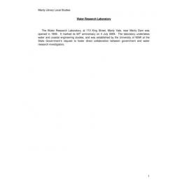 Water Research Laboratory Manly Vale