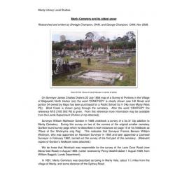 Manly Cemetery Oldest Grave