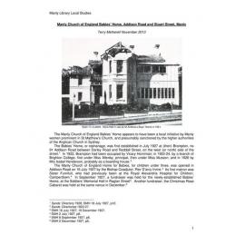 Manly Church of England Babies Home