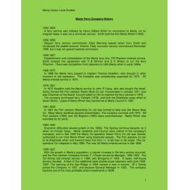 Manly Ferry Company History