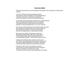 Poem I love to go to Manly