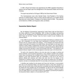 Quarantine Station Report 1881