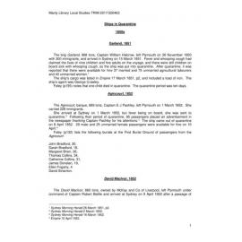 Quarantined Ships of the 1850s