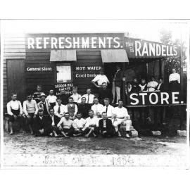 Holidaymakers outside Randell's store, Harbord