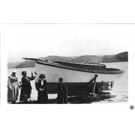 Goddard women launching a fishing Boat at Palm Beach
