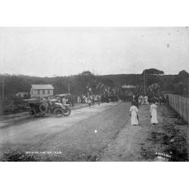 Waiting for the first tram to arrive in Brookvale