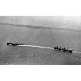 Namoi and Hunter steamers entering the Hawkesbury River