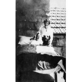 Margaret Yewen with child and dog, Newport 