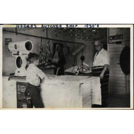 Ernest Hodge's butcher shop, Harbord