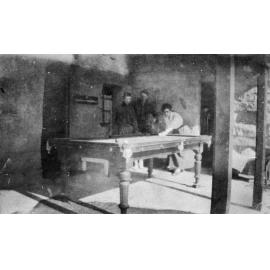 Joyce Beeby playing billiards, Newport