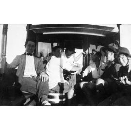 On board the 'Alpha' crossing Pittwater, c 1925