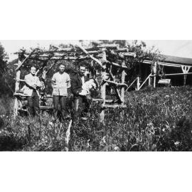 Douglas family outside their Newport holiday house