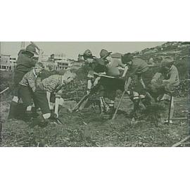 Scouts helping to clear site for the construction of Stewart House, Curl Curl