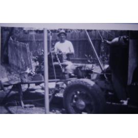 Frank Machon at his saw mill, Narabeen