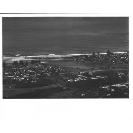 Aerial view of North Narrabeen Beach, Ocean Street Bridge and Lakeside caravan park