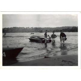 Men with boat, Narrabeen Lagoon