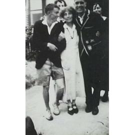 Stan, Jenny Pollock, Des Semmler with Betty Pollock and Mrs Yewen (behind) for Christmas at the Yewen's place.