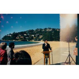 Jim Longley spreading the good word about Jervis Sparks, Palm Beach 1995