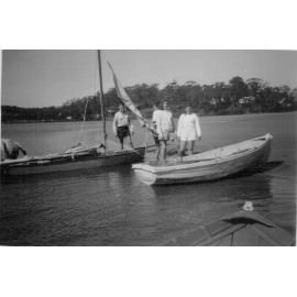 Douglas family members on a boat at Winji Jimmi, Mona Vale