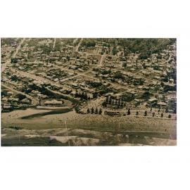 Aerial view across Newport Ocean Beach looking west, Newport, 1950s