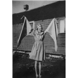 Lynette Smith in costume for part in Wheat Dance concert for Mona Vale Public School. 