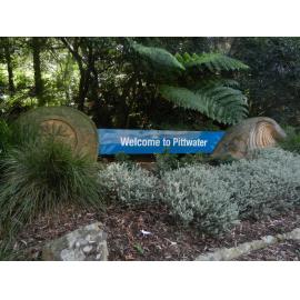 Welcome to Pittwater sign, Wakehurst Parkway, North Narrabeen